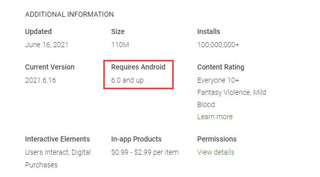 Check Requres Android OS