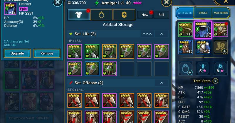 raid shadow legends sell old artifacts